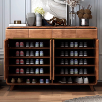 Eisenai solid wood shoe cabinet new Chinese style entry living room storage cabinet home entrance entrance cabinet large capacity