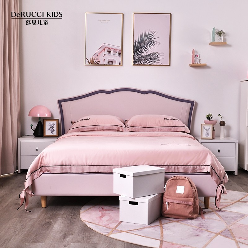 Mousse Children's Bed Girl Princess Bed Household Modern Light Lavish Wind Widening Single Solid Wood Environmental Protection 1 m 2 Small Beds