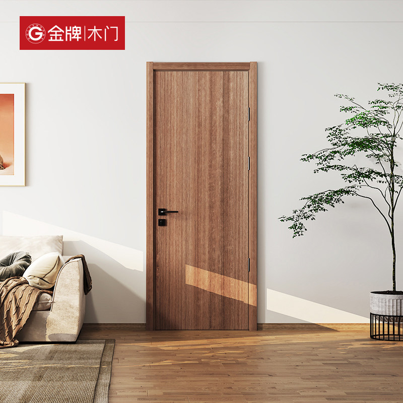 The gold medal?Car gold wood door minimalist indoor door bedroom door bedroom silent door solid wood door full house custom