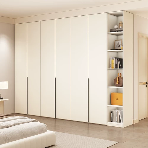 卡罗豪 Верхний шкаф из массива дерева, европейская сосновая доска для дома, спальни, кремово-белый, интернет-знаменитости, простой современный четырех- или шестидверный шкаф