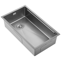 (Same model in store) Hengjie kitchen sink stainless steel sink large single tank household vegetable sink storage rack gun gray