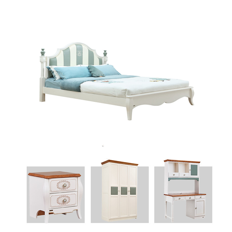 Bevan Locan Small City Light Extravagant Aristocratic Children's Bed Solid Wood Large Bed Small Bed Boy Girl Solid Wood Single Bed Suite