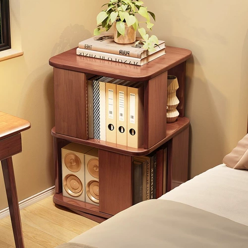 Крутящаяся книжная полка из натурального дерева, книжный шкаф, книга с картинками для кровати, система хранения