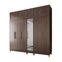 Northern Palace two-door small wardrobe bedroom home small apartment simple modern walnut color wardrobe storage cabinet