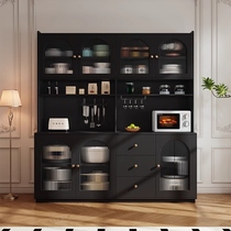 Ouya Yijia solid wood sideboard and wine cabinet against the wall integrated modern simple living room black high tea cabinet light luxury