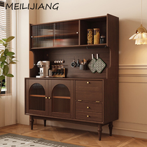 Meilijiang American retro style rubber wood storage sideboard modern simple medieval style living room kitchen tea cabinet