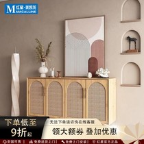 Zuoshi Nordic sideboard solid wood rattan storage cabinet living room tea cabinet simple modern entrance cabinet small apartment