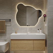 Orofen rock one-piece wood color bathroom cabinet combination hand wash basin bear mirror bathroom wash basin cabinet