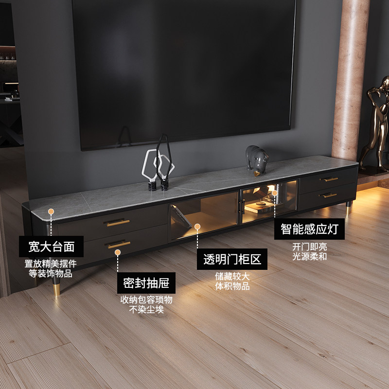 Narcissistic Nordic rock plate TV cabinet modern minimalist tea table TV cabinet Composition small family living room Home lockers
