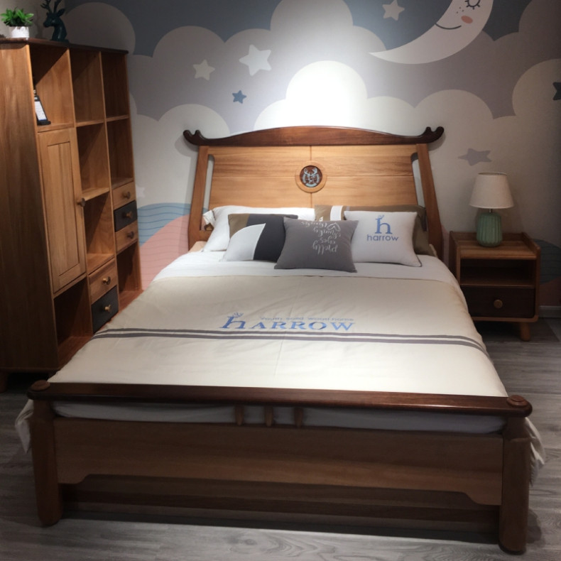 Xin Rui Chi HRui Children's solid wood furniture wood bed Environmental protection material Nordic Style Line Lower shopping mall Tongan