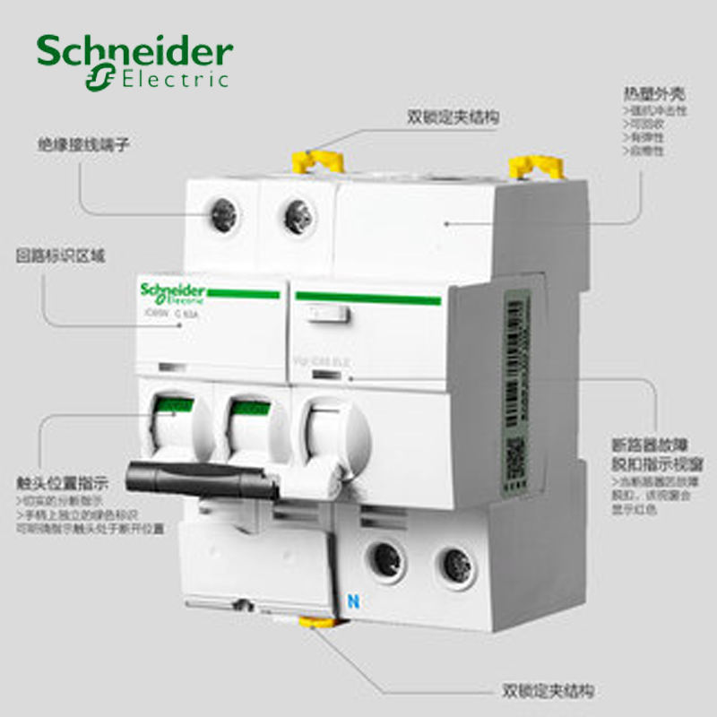 Schneider 2P63 with leakage protector open Vigi ic65 ELE2P63A