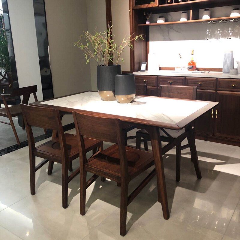 Red Day Rhontu One table Four chair rock plate table surface traditional tenon-and-work technique anti-burn and abrasion-free no penetration