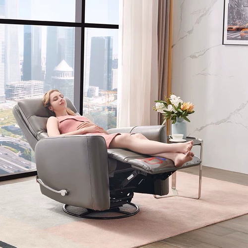 Первоклассный кожаный американский многофункциональный однокресло Chivas, вращающееся кресло-качалка с откидной спинкой UK883M, многоугольная регулировка