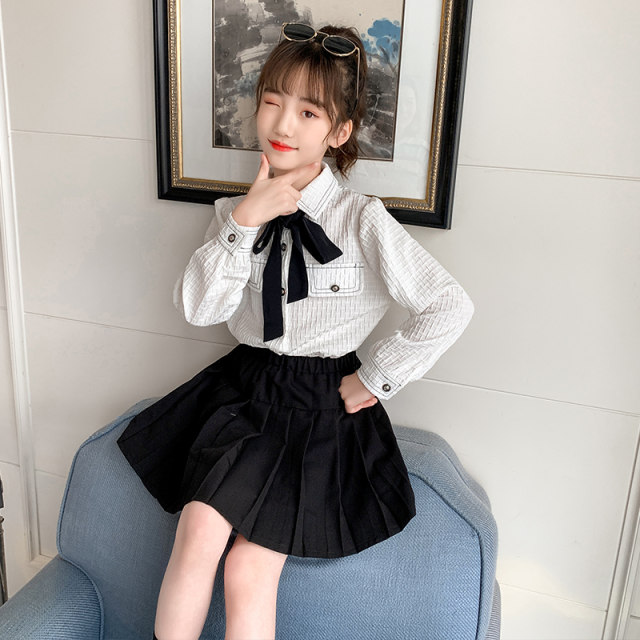 Girls Xiaoxiangfeng Dress Autumn 2022 New Zhongda Children's Foreign Style College Style JK Suit Spring and Autumn Skirt