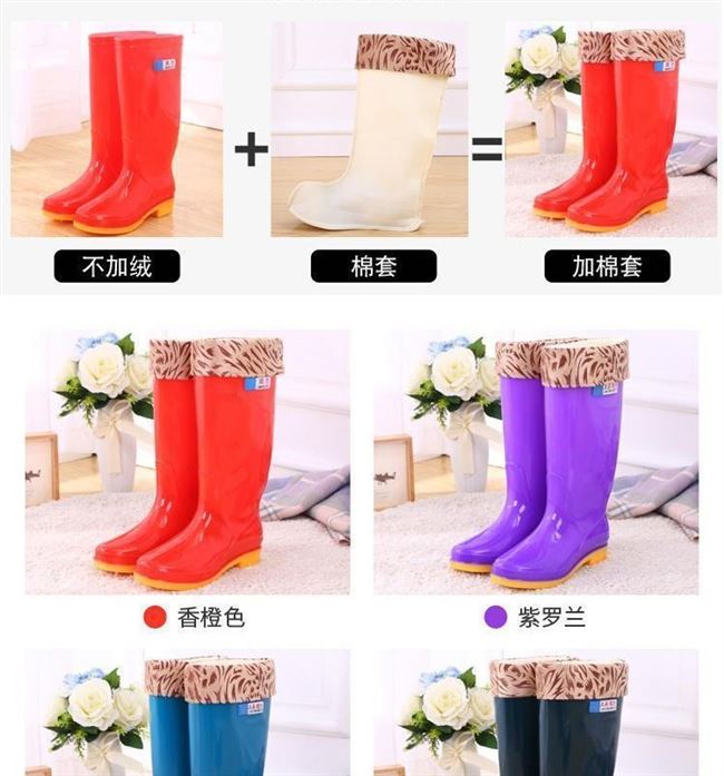 Giày đi mưa mùa hè phụ nữ ống ngắn ủng ngắn thời tiết mưa mềm đáy và cotton mặc bên ngoài giày dép đi làm gia dụng kích thước nhỏ dày dép - Rainshoes
