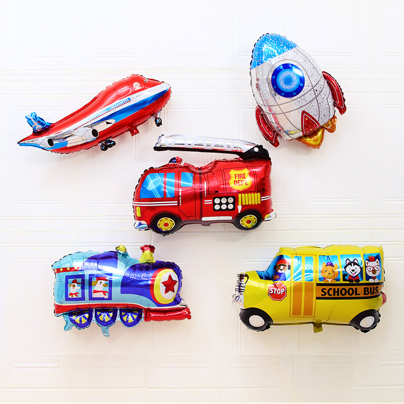Baby boy full moon over the week 10th birthday party transportation aircraft fire truck aluminum film balloon background decoration