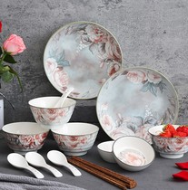 Shangling ceramic imperial concubine tableware 16 exquisite luxury Chinese dishes spoon chopsticks gift combination set
