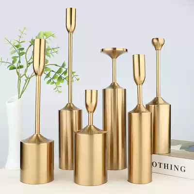 Light luxury romantic metal candlestick ornaments home dining table candlelight dinner props candle holder Tanabata soft decorations