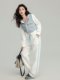Casual Sports Suit for Women, Spring and Autumn, Fashionable, High-End, Stylish, Age-Reducing, Chanel-Style Sweatshirt and Wide-Leg Pants Two-Piece Set