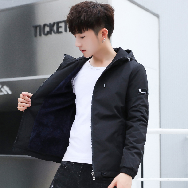 Official website flagship store autumn jacket men's coat motorcycle men slim handsome youth winter jacket with velvet