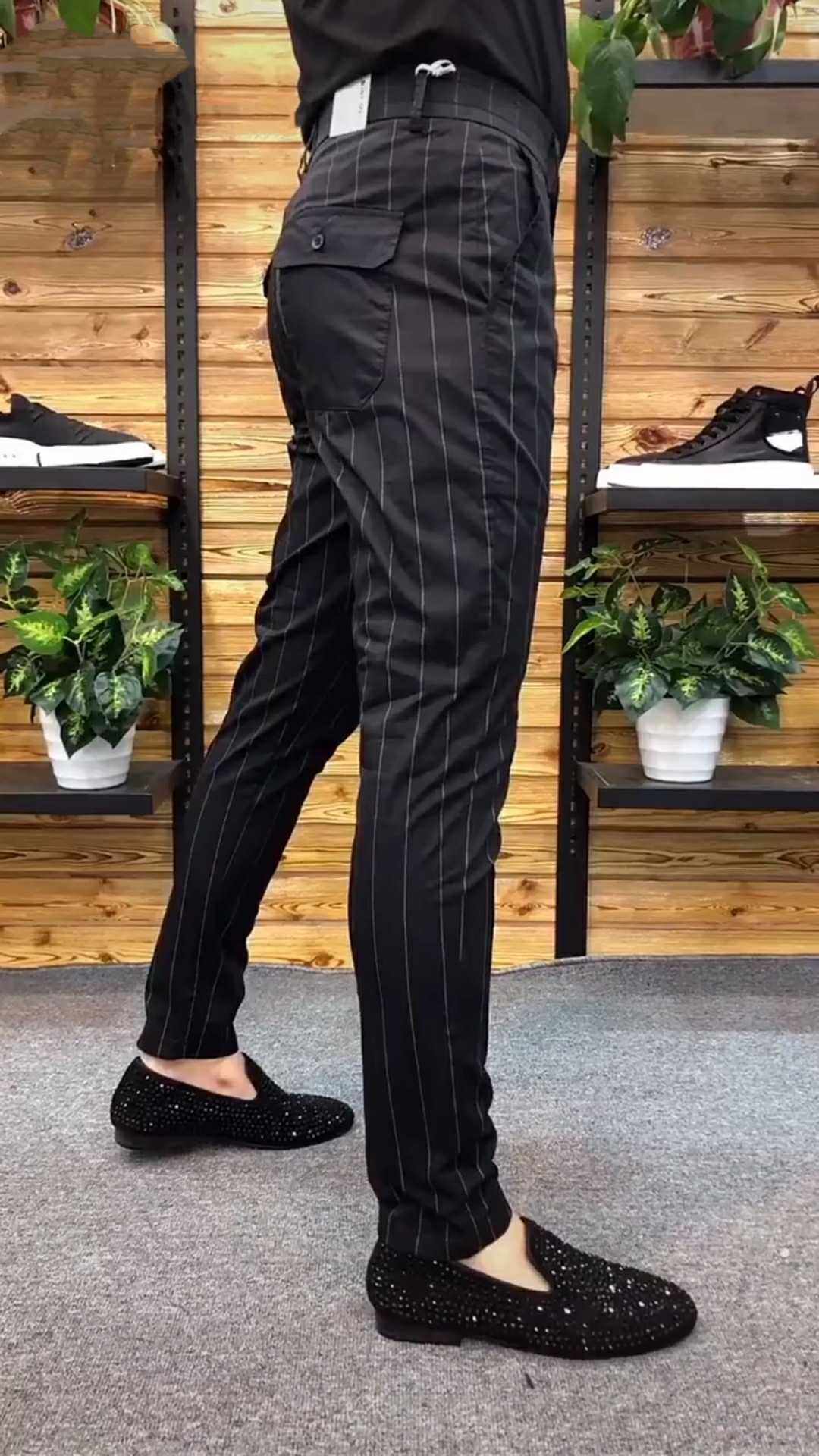 9699 new men's casual temperament fashion Men's trend new trend Korean slim personality versatile handsome pants