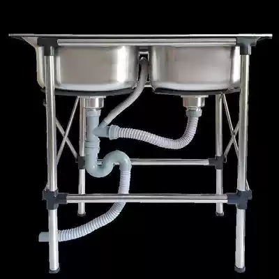 New water Cao pool household stainless steel merchants wash vegetables one large tank single sink kitchen mobile thick hand small bowl