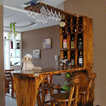 Household bar table solid wood partition cabinet living room bar bar stool combination simple modern foyer bar length 1)