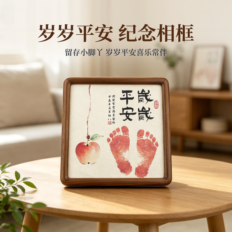 Baby Hand and Foot Print Photo Frame Display Stand for First Birthday, Full Month, Hundred Days, Calligraphy and Painting Keepsake Gift, Ritual for the First Birthday Baby Hand and Foot Print Photo Frame Display Stand for First Birthday, Full Month, Hundred Days, Calligraphy and Painting Keepsake Gift, Ritual for the First Birthday