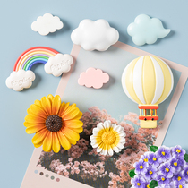 Rainbow clouds small daisies hot air balloon refrigerator decoration magnetic stickers Lavender violet iron magnet magnetic stickers