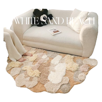 Cream style girly moss carpet finished bedroom bedside blanket light luxury high-end handmade irregular living room 2592