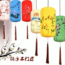New Chinese Cloth Art Pendant Lamp Hood Lamp Hand-painted Spray Painting Hotel China Wind Wedding Decoration Fire Pot Shop Lantern Custom