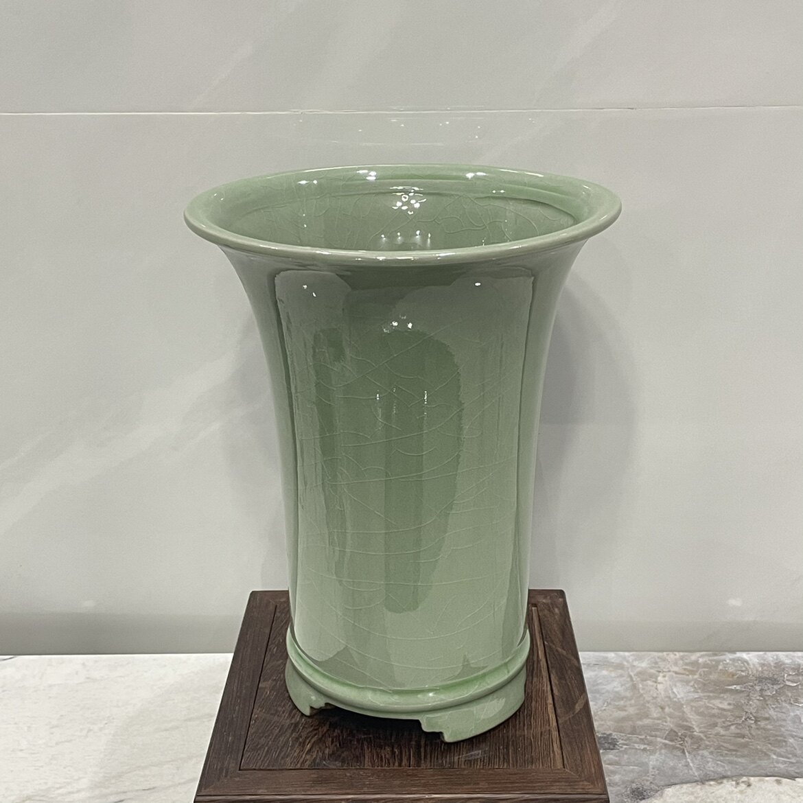 Ceramic Bean Green Light Blue Lan Flower Pot Bonsai Multimeat Green Plant Vase-Taobao