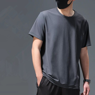 夏季冰丝网眼男士短袖t恤透气速干短袖宽松加肥加大码休闲衫运动