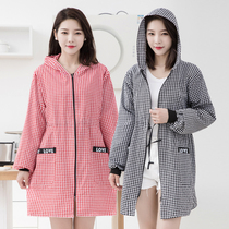 High-grade padded cotton long-sleeved apron home kitchen hooded clothes cooking Women fashion wearing anti-fouling overalls