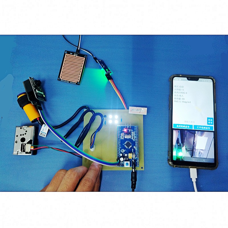 基于STM32单片机智能台灯路灯红外雨量PM2.5无线视频设计25-017