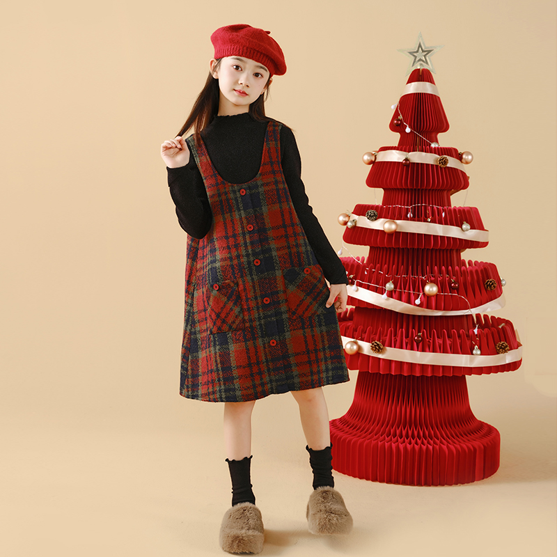 Girls' autumn and winter dresses, big children's new princess dresses, winter suits, girls' fashionable children's New Year's winter dresses