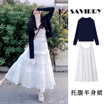 Pregnant Woman Half Body Dress Spring Summer Tobelly White Fairy Pendant Sensation Superior Outwear Fashion Umbrella Skirt a long section of the dress