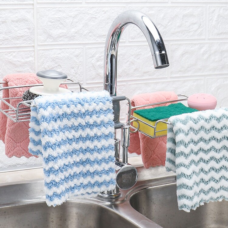 Faucet shelf Stainless steel multi-function kitchen supplies storage artifact space-saving sponge rag drain rack