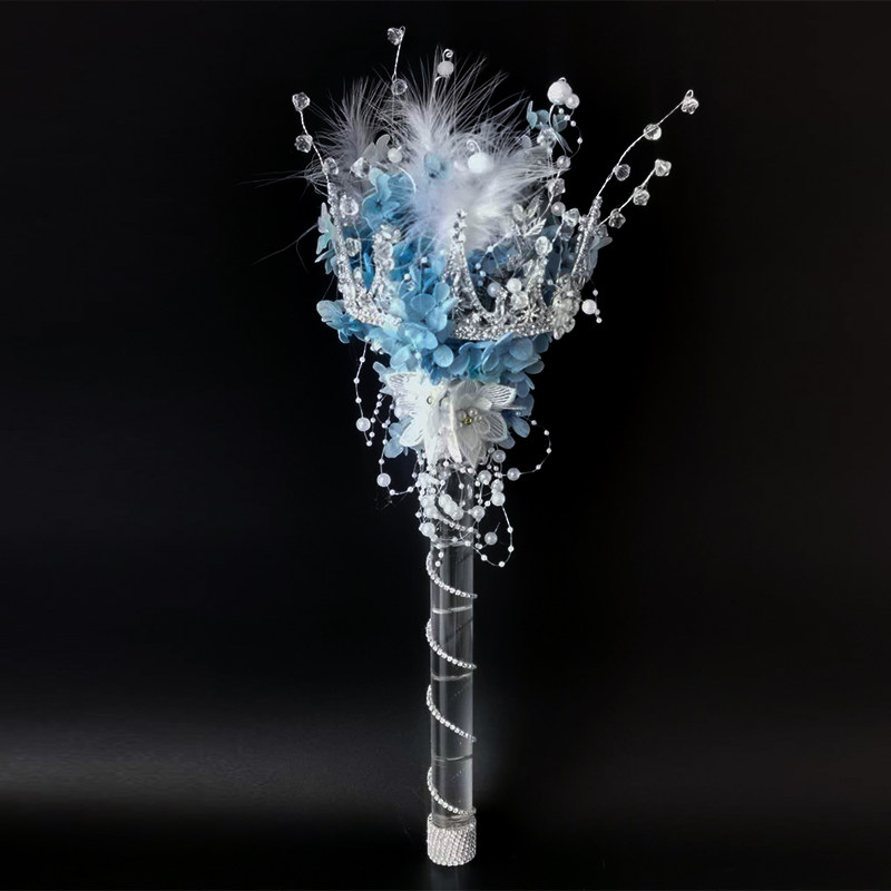 Upscale customised hand touted bridal wedding diy handmade flower scepter Crystal Blue Star empty themed wedding props