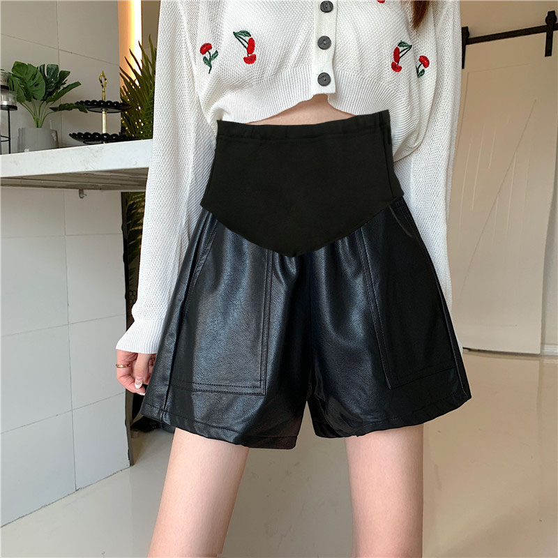 Pregnant woman shorts for autumn and winter wear pants fashion thin underpants for underpants spring and autumn clothes Belly Leather Pants Boots Winter Tide