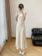 New Chinese Style Fishtail Long Dress for Tall Women, Ankle-Length, Round Neck, Acetate Jacquard, Sleeveless Vest Dress for Women, Spring and Summer