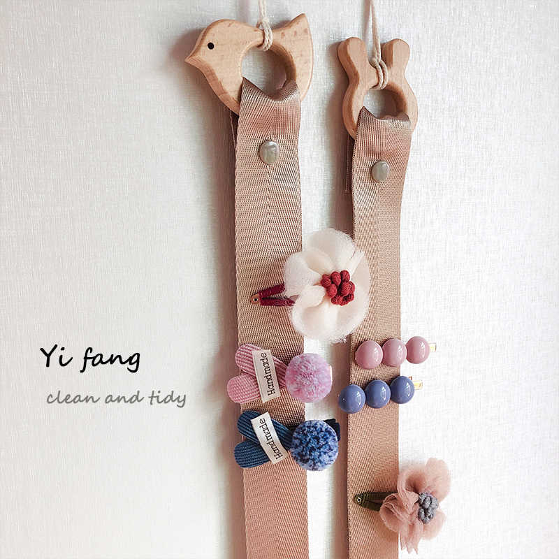 韩版发夹收纳带条璧挂式头饰品收纳绳原木儿童发饰宝宝发箍整理带