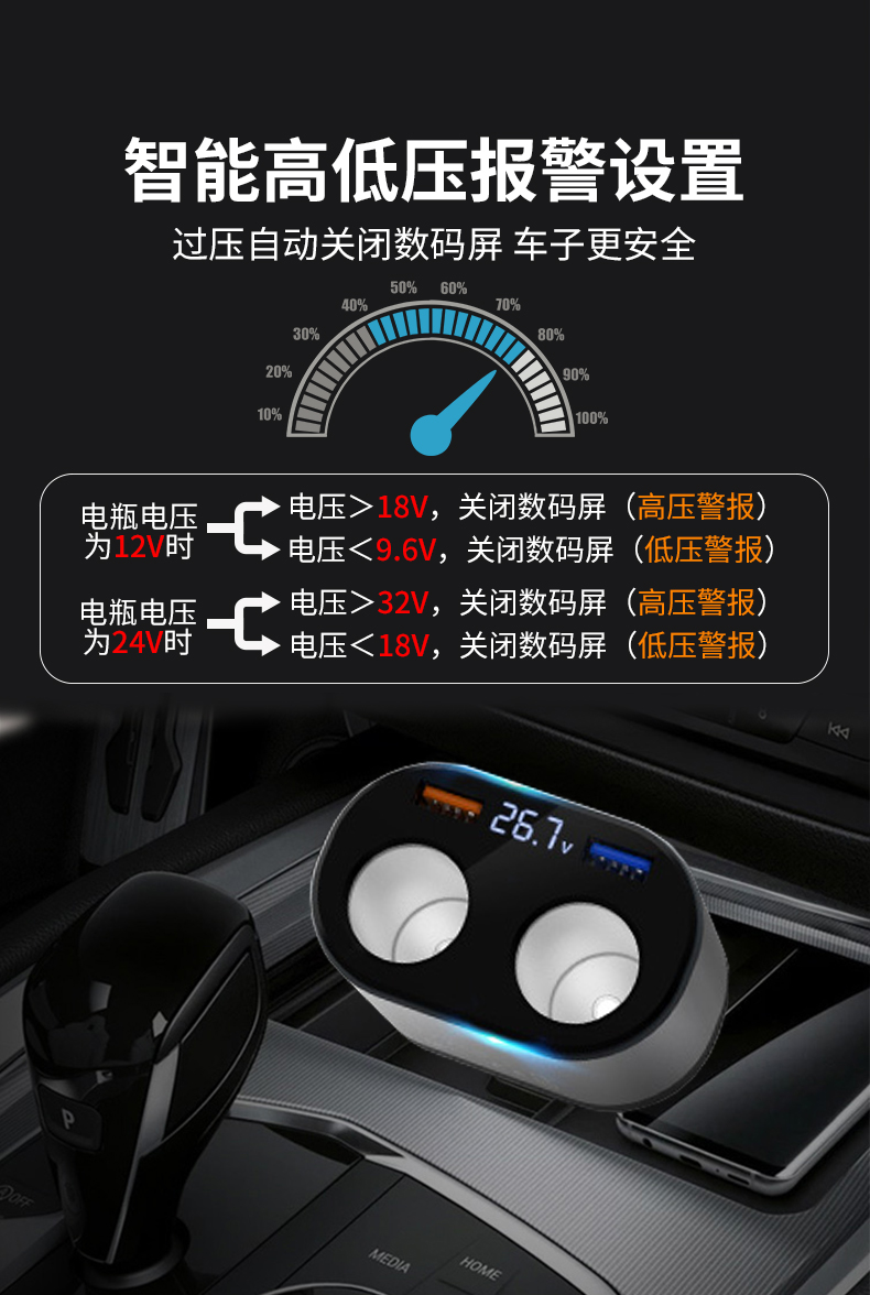 博世 1转4 车载充电器 点烟器转换插头 支持QC3.0快充 图9
