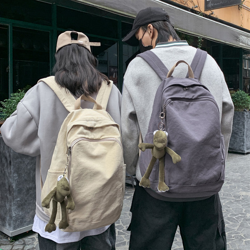 School Bag Middle School Large Capacity College Student Couples Original Juku Wind Canvas Travel Computer Rear Shoulder Bag High School Boy's Shoulder Bag