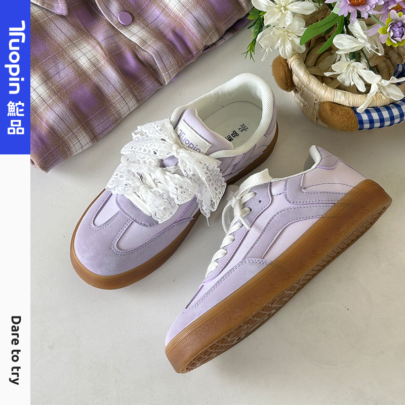 Tupin Lace Training Shoes for Women, Ballet Style, 2026 Summer New Purple Shoes, Lightweight Flat Versatile Sports Sneakers