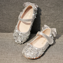 Girls Princess shoes 2021 Spring childrens shoes Crystal shoes Flat sequins leather shoes soft soles childrens show catwalk shoes