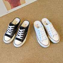 Small white canvas shoes women 2021 new summer fashion casual flat student slippers lazy people without heel half slippers