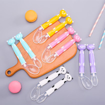 Two loaded silicone spoons baby feeding training spoon soft head spoon feeding for food and spoon for childrens cutlery