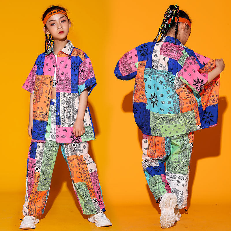 Children's street dance hip-hop suit boy handsome hiphop play out to walk show young girl jazz dance wave costumes
