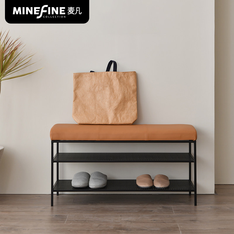 Nordic light luxury wrought iron shoe changing stool modern minimalist wear shoe stool fabric sofa stool porch seat cushion shoe cabinet